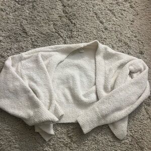 Fuzzy cropped cardigan - ivory / cream